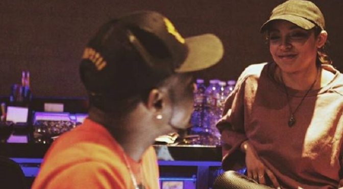 Davido and Tinashe in the studio while recording their track How Long off the Son of Mercy EP