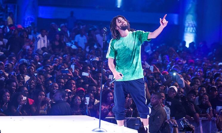 J Cole performing at Castle Lite Unlocks