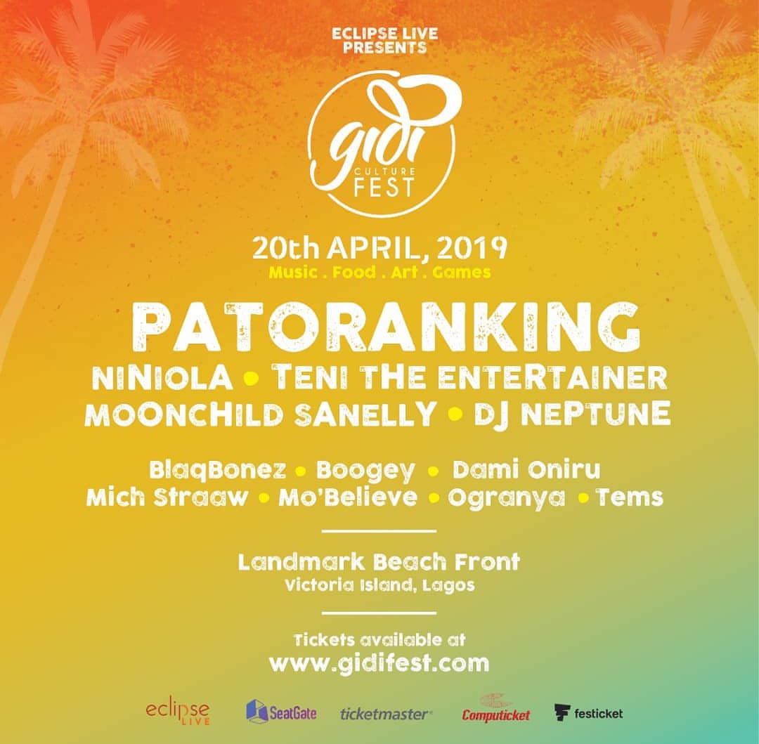 Gidi Fest Enlists Niniola, Patoranking & Teni as It's 2019 Headliners.