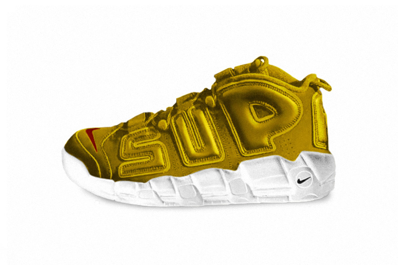 NIKE air more uptempo × supreme gold Neymar Debuts 